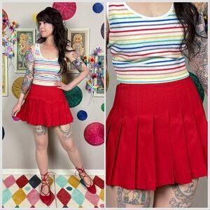 Vintage 1980s Red Pleated Mini Tennis Skirt
